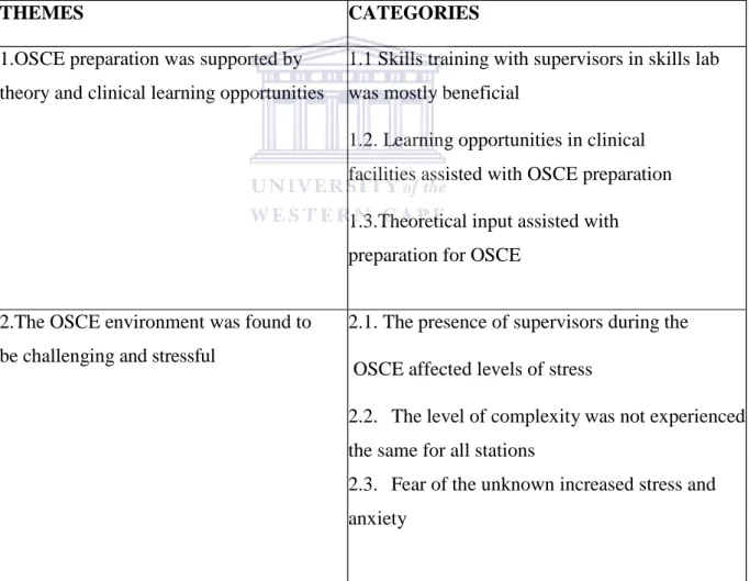 Table 4.1: Themes and Categories 