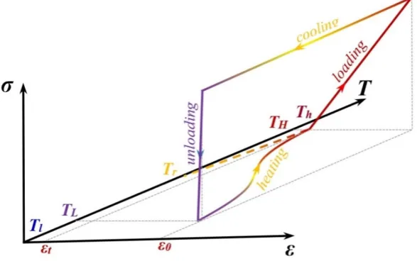 Figure 2. Figure 2. Shape memory polymer (SMP) thermo-mechanical cycle.Shape memory polymer (SMP) thermo-mechanical cycle