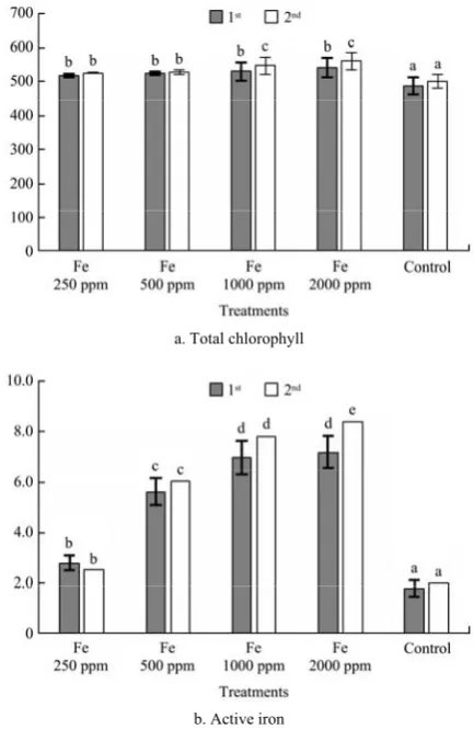 Figure 1  Effectiveness of different iron foliar spray concentrations 