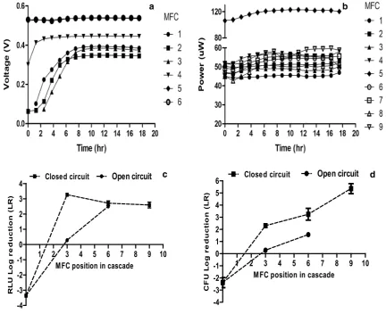 Fig. 2  Results of Trial 1, where low-power, small-scale MFCs were used to test the fate of cascade