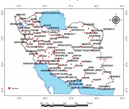 Figure 1  Selective stations in Iran 
