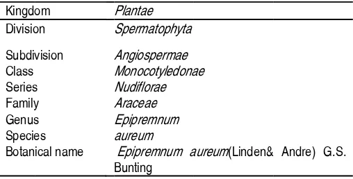 Table 1: Taxonomical classification offE.aureum  