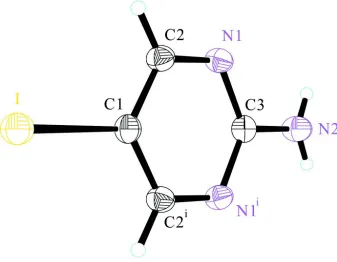 Figure 1Crystal structure of the title compound with labeling and displacement ellipsoids drawn at the 30% probability 