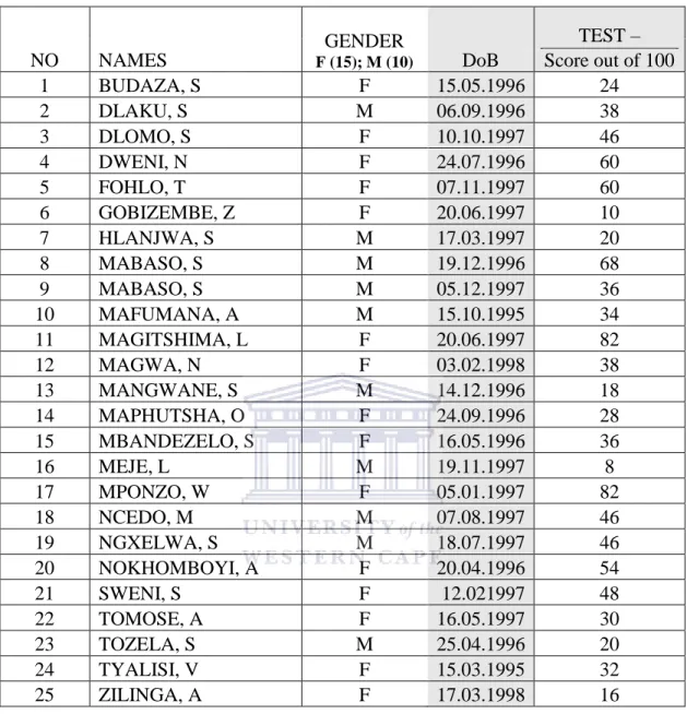 Table 7: Langa Test Results 