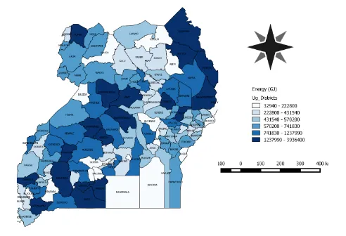 Figure 2  Animal energy potential per district of Uganda 