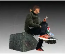 Figure 3: Man smoking at busstop, Bristol. Coloured point clouddata captured using Infra redStructured Light sensor