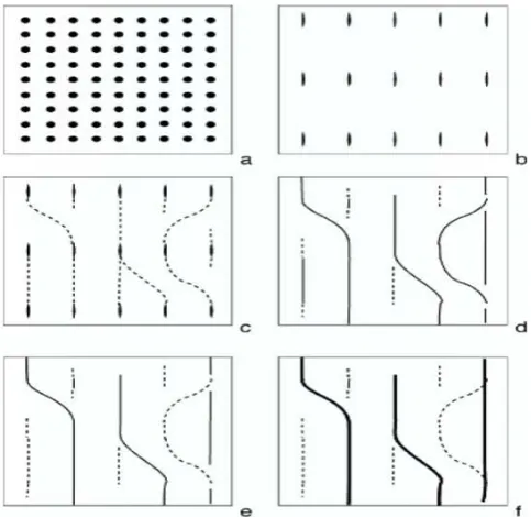 Fig. 8. Segmented faults imaged by Radarsat Fine Beam. This im-age also show the fault segmentation and the geometries of accom-modations zones