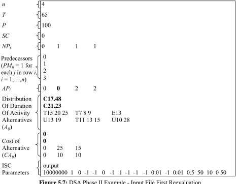 Figure 5.7: DSA Phase II Example - Input File First Reevaluation. 