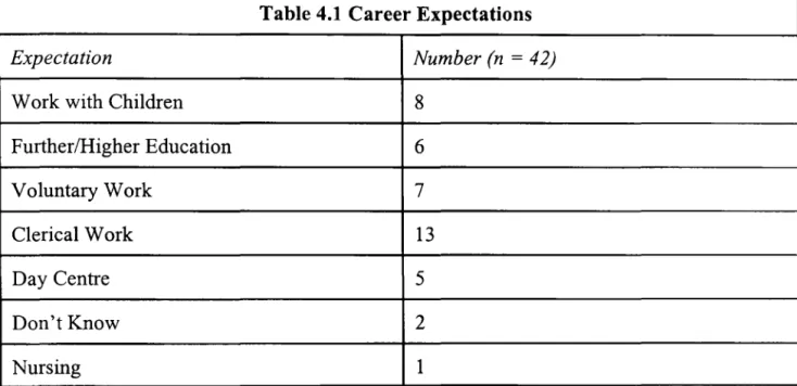 Table 4.1  Career Expectations 