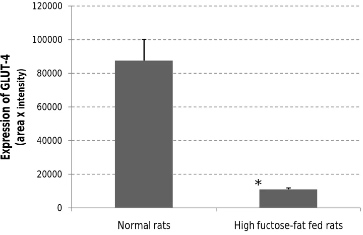 Figure 3 once a day in rats for 55 days. Data represent mean. Effect of high fructose-fat feeding on the GLUT-4 expression in soleus muscles