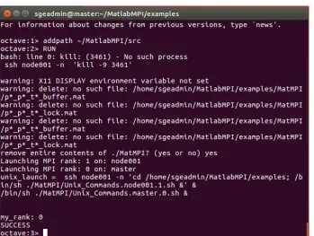 Fig. 2. The Result of running MatlabMPI test program ‘xbasic.m’ on the Amazon EC2. 