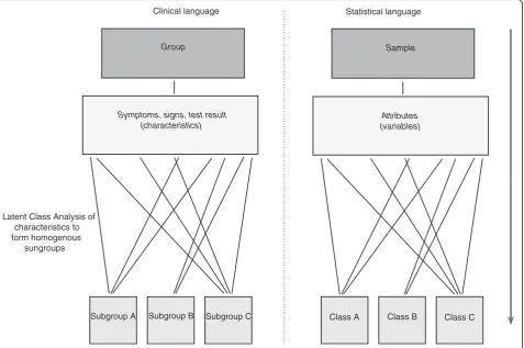 Fig. 1 Traditional approach to using statistical clustering techniques and an illustration of different labels for the same statistical concepts