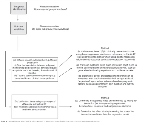 Fig. 3 Determining the clinical relevance of subgroups identified using statistical clustering techniques