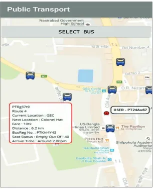 Figure 9: Map showing real-time bus location and information