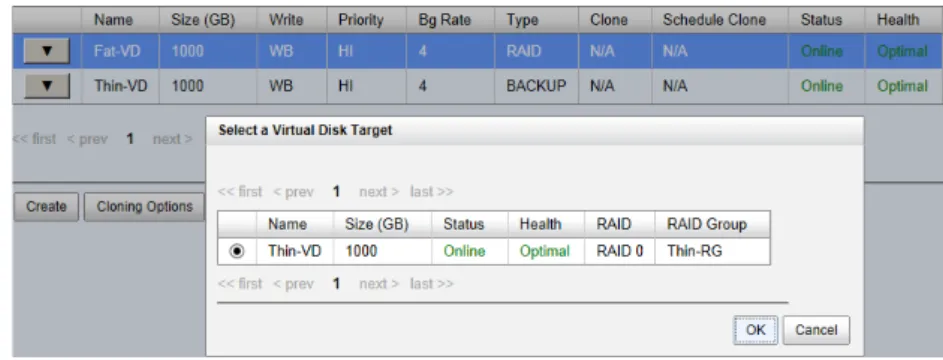Figure 5: Clone between thin virtual disk and fat one 