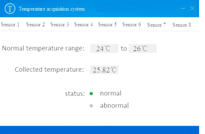 Fig. 8. Temperature acquisition system interface 