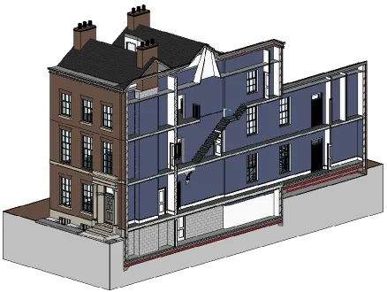 Figure 3: Cross-section of the Joule House BIM model. 