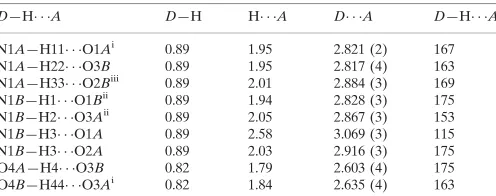 Table 1Hydrogen-bond geometry (A˚ , �).