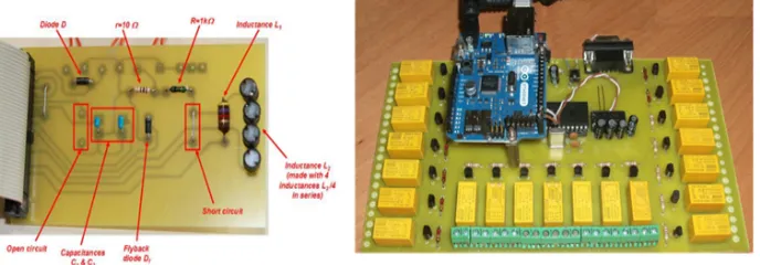 Fig. 3. Electronic schematic and realized Practical Evaluation Board (PEB)   