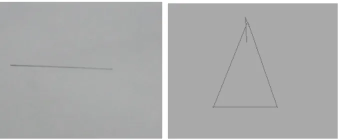 Fig. 9. Practical results obtained on A4 size paper with head control for different pattern drawn in Wilcom software (a) Horizontal line (b) Triangle pattern 