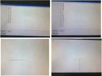 Fig. 4. Data generated from Wilcom’s emb file for the triangle pattern and corresponding display on LCD screen 