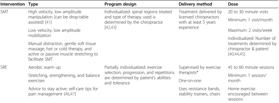 Table 2 Descriptions of the interventions