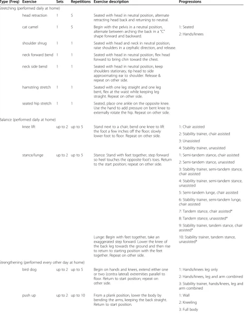 Table 3 Details of exercises in SRE program