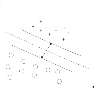 Fig. 4. Two-dimensional space linear separation of SVM 