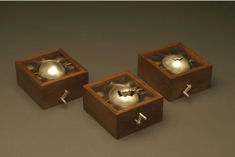 Fig. 8 Eggs – Trembling (left), Opening (middle), Breaking (right) 