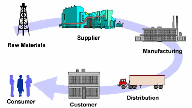 Figure 2.2: Series of links and shared processes between suppliers and 