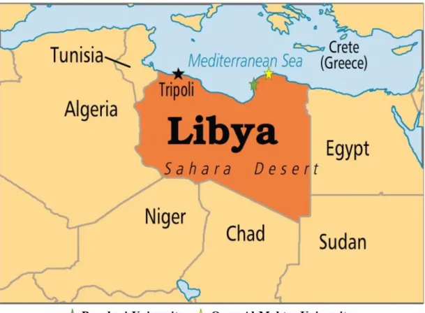Figure 2. Map of the main universities in Eastern Libya. Adapted from No Niger Fighters  in Libya (2018)