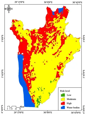 Figure 6. Malaria risk map by 2050 under RCP 2.6 scenario. 