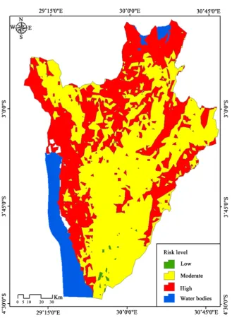 Figure 7. Malaria risk map by 2050 under RCP8.5 scenario. 