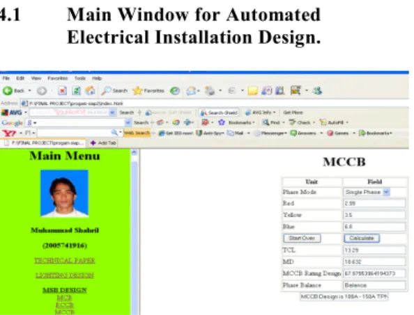 Figure  2  show  the  electrical  design  website  that  provides program menu and table for reference