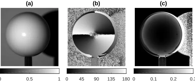 Figure 2: Example polarisation image of a white snooker ball with no inter-reﬂections andonly one specularity (which is saturated in the image)