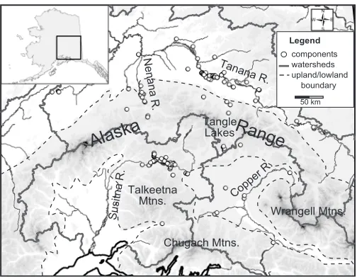 FIG. 1. Map of the study area, showing dated archaeological components (272components from 181 sites).