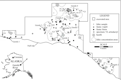 Fig. 1. Gerstle River and Croxton site locations and Gerstle River Component 3 plan view.