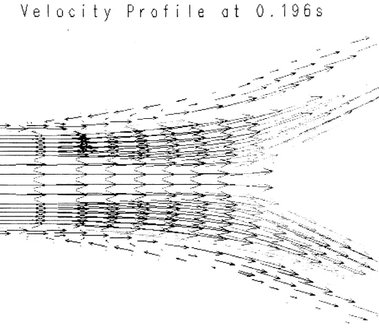 Figure 5.2.6 Centerline Velocity Vectors at 0. 196s