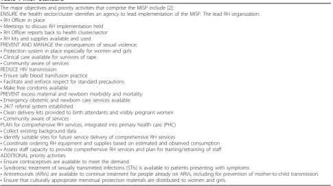 Table 1 MISP Standard