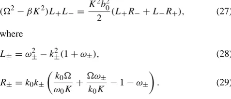 Fig. 2.The three frequency contributions, ωlin, ωnl, and ωdisp,plotted versus k, using the same set of parameters used for Fig