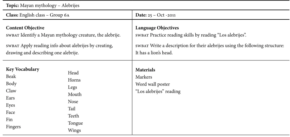 Table 3. First Lesson Plan