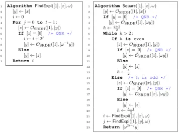 Fig. 5: Algorithms FindExpi and Square used in the proof of Theorem 8