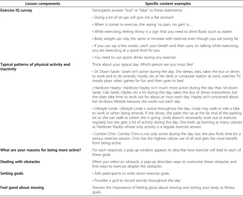Table 1 About being active description