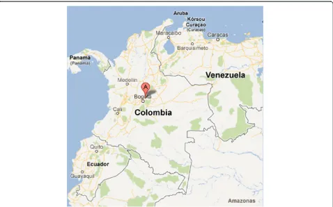 Figure 1 Map of Colombia indicating where Guasca and Guatavita are located. Image taken from google maps