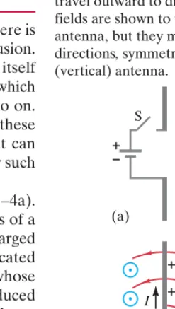 FIGURE 22–3 A capacitordischarging. A conduction currentpasses through surface 1, but noconduction current passes throughthe sacklike surface 2