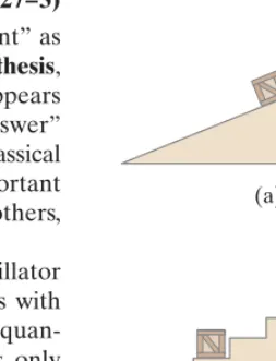 FIGURE 27–5 Ramp versus stairanalogy. (a) On a ramp, a box can havecontinuous values of potential energy.(b) But on stairs, the box can haveonly discrete (quantized) values ofenergy.
