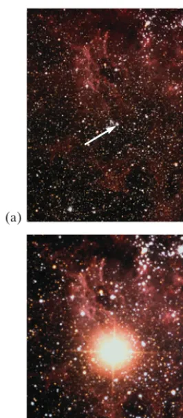 FIGURE 33–9 The star indicated bythe arrow in (a) exploded in 1987 asa supernova (SN1987A), as shown in (b)