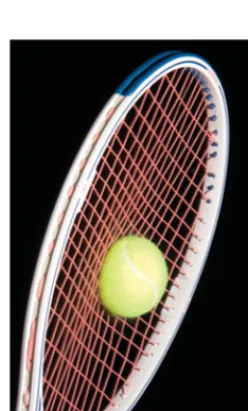 FIGURE 7;a ball. Both the ball and the racketstrings are deformed due to the large8 Tennis racket strikingforce each exerts on the other.