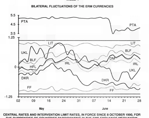 TABLE I BILATERAL FLUCTUATIONS OF THE ERM CURRENCIES 