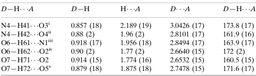 Table 2Hydrogen-bond geometry (A˚ , �).